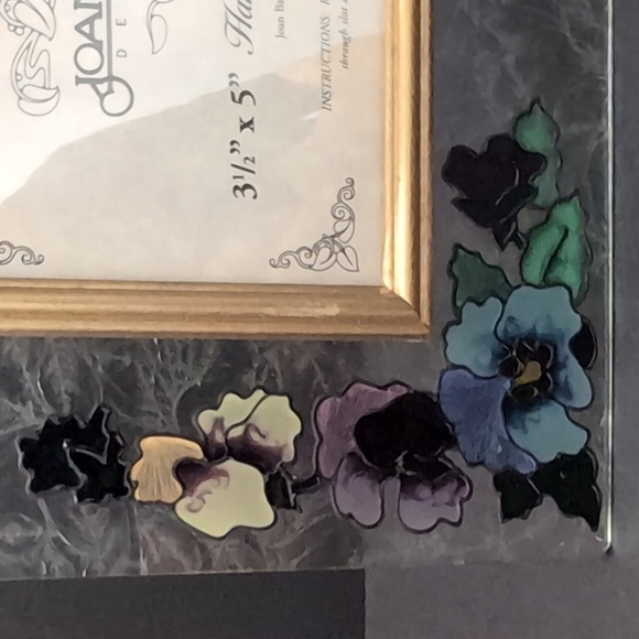 1997 Joan Baker Designs Hand-painted Floral Glass Picture Frame. - Picture 2 of 9